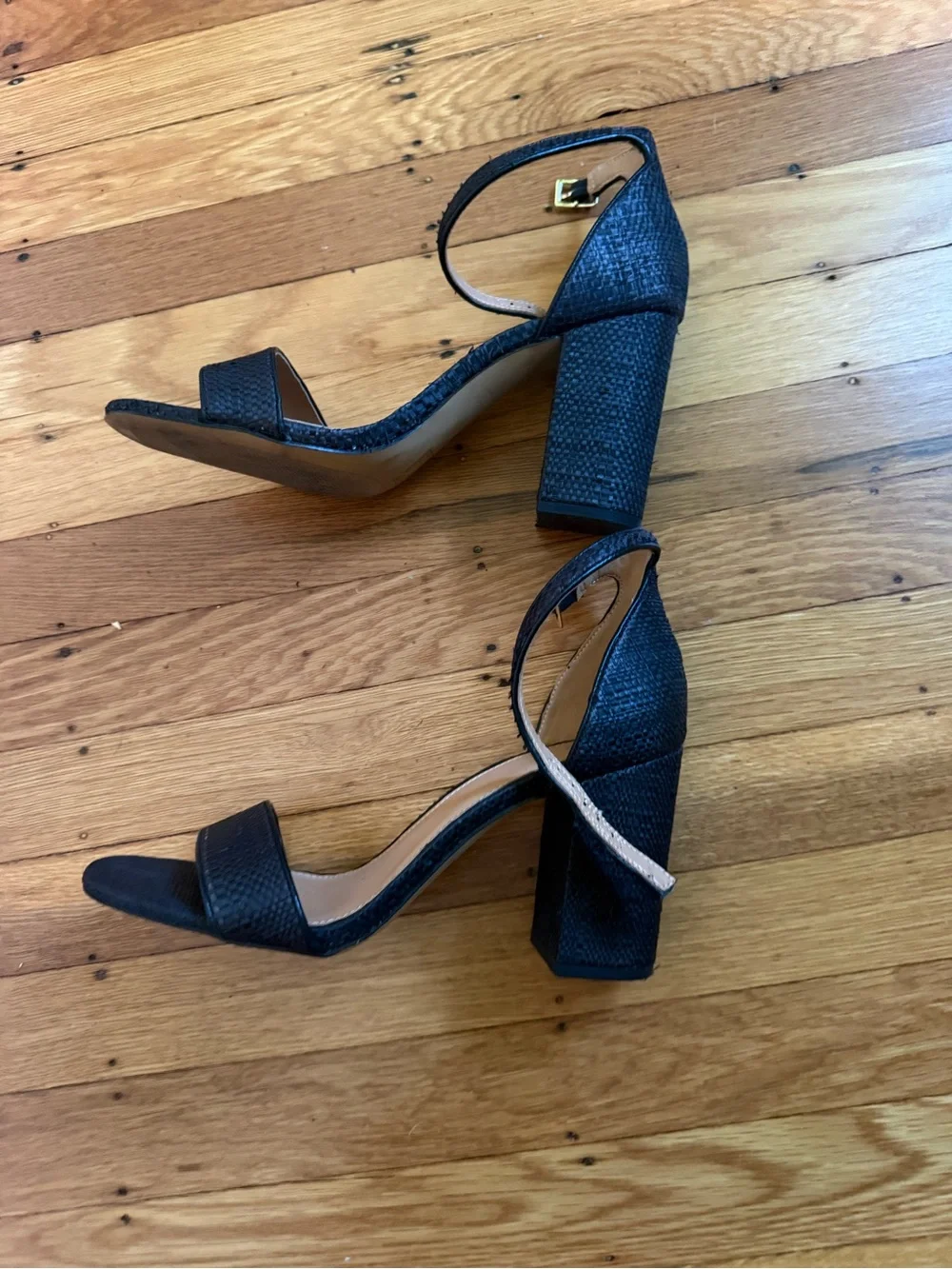 J. Crew Black Block Heel Ankle-Strap Sandals - Women size 9